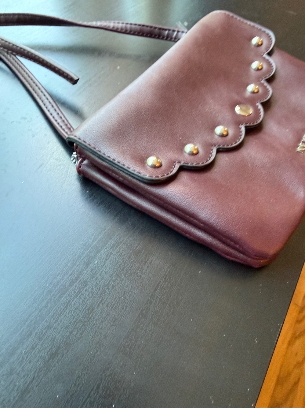 Nine West Plum Scalloped Stud Crossbody Bag - Picture 5 of 11